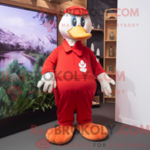 Fantasia de mascote cisnes vermelhos com macacão e palmilhas - Cisnes mascotes - REBROKO_333517 - RedBrokoly.com