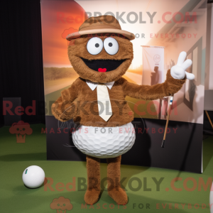 Brun golfbold maskot...