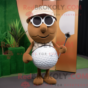 Brun golfbold maskot...