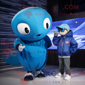 Cyan Blue Whale maskot...