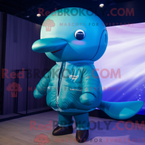 Cyan Blue Whale maskot...