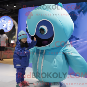 Cyan Blue Whale mascot...