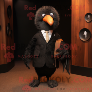 Svart Kiwi-maskotdraktfigur...