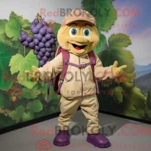 Tan Grape mascottekostuum...