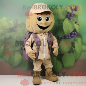 Tan Grape mascottekostuum...