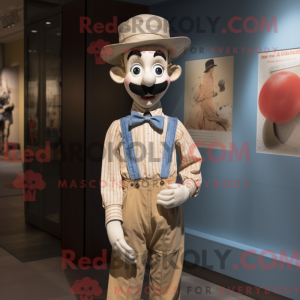 Tan Mime maskot kostume...
