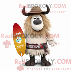 Yak-mascottekostuum gekleed...