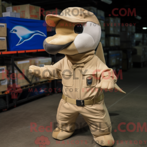 Beige Dolphin maskot...