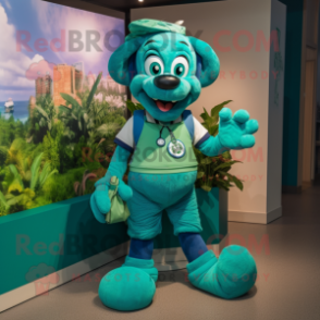 Teal Bunch Of Shamrocks mascot costume character dressed with a Bermuda Shorts and Anklets