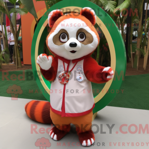 Creme rød panda maskot...