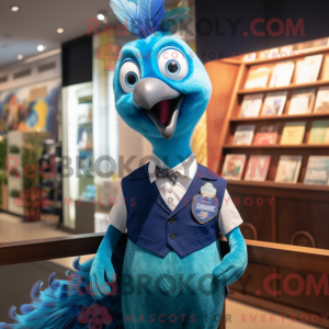 Máscara de pavão azul com...