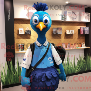 Máscara de pavão azul com...