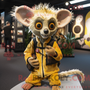 Gold Aye-Aye mascot costume...