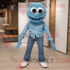 Cyan Spider maskot kostume...