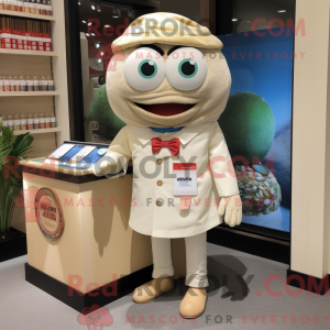 Beige Sushi maskot kostume...