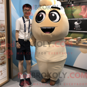 Beige Sushi maskot kostume...