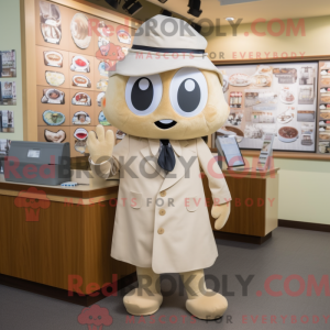 Beige Sushi maskot kostume...