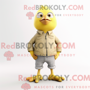Beige Canary maskot drakt...