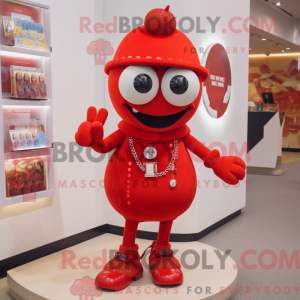 Rød Pendant maskot kostume...