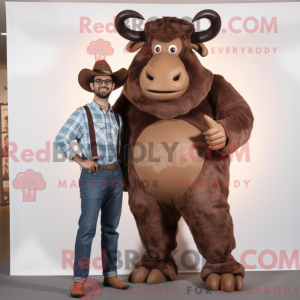 Brun Minotaur maskot drakt...