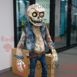 Beige Undead maskot kostume...