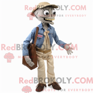 Beige Undead maskot kostyme...