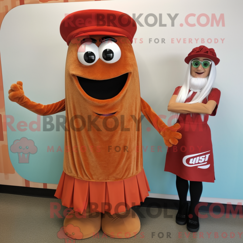 Fantasia de mascote Rust Spaghetti com saia reta e bonés - Mascotes de espaguete - REBROKO_333913 - RedBrokoly.com
