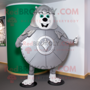 Silver Celtic Shield mascot costume character dressed with a Trousers and Ties