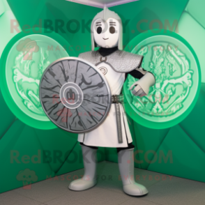 Silver Celtic Shield mascot costume character dressed with a Trousers and Ties