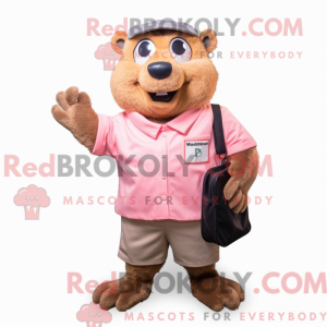 Pink Marmot maskot kostume...