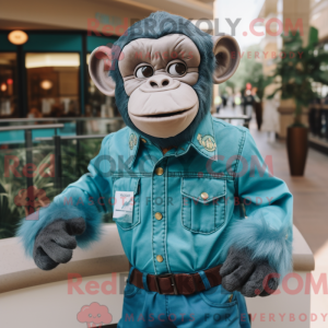 Blågrøn chimpanse maskot...
