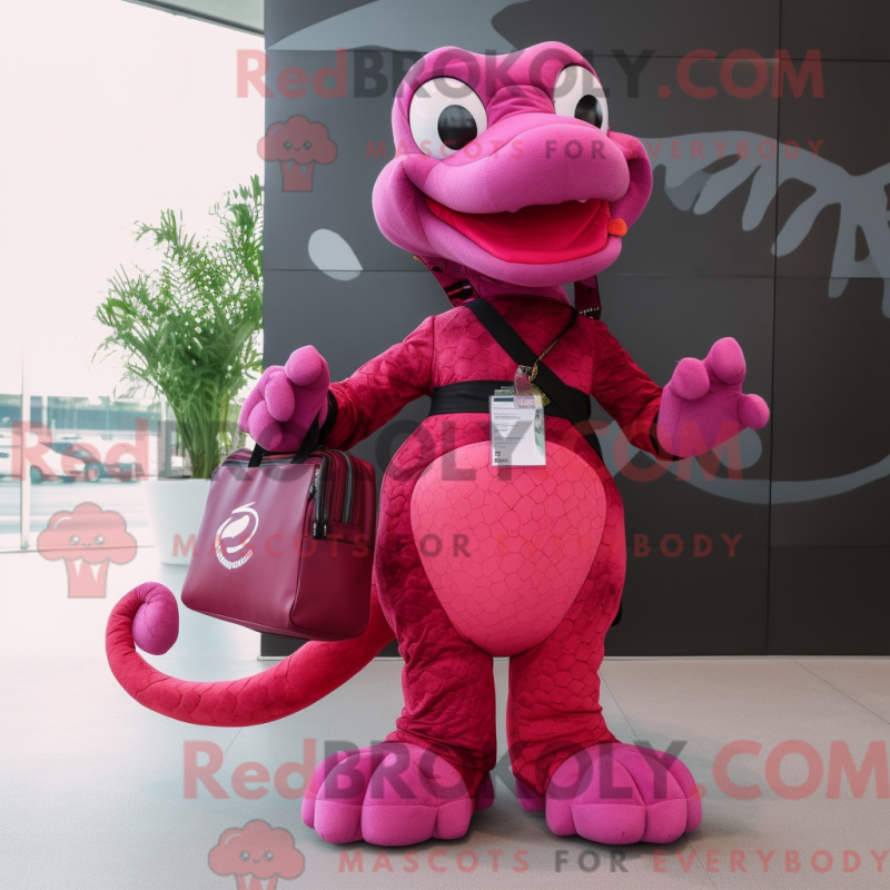 Fantasia de mascote Python Magenta com saia e bolsas tipo carteiro - Mascotes Python - REBROKO_334032 - RedBrokoly.com