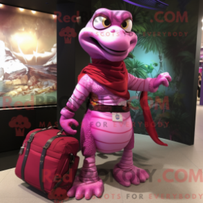 Fantasia de mascote Python Magenta com saia e bolsas tipo carteiro - Mascotes Python - REBROKO_334033 - RedBrokoly.com