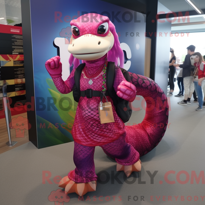 Fantasia de mascote Python Magenta com saia e bolsas tipo carteiro - Mascotes Python - REBROKO_334034 - RedBrokoly.com