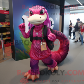 Fantasia de mascote Python Magenta com saia e bolsas tipo carteiro - Mascotes Python - REBROKO_334034 - RedBrokoly.com