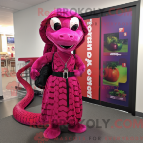 Fantasia de mascote Python Magenta com saia e bolsas tipo carteiro - Mascotes Python - REBROKO_334035 - RedBrokoly.com