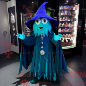 Cyan Hexenhut Maskottchen...