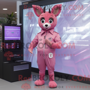 Rosa rådyrmaskotdraktfigur...