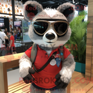 Grå rød Panda maskot...
