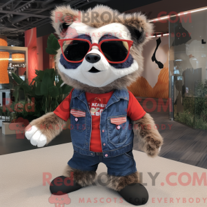 Grå rød Panda maskot...