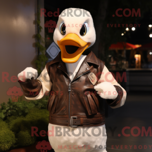 Cream Goose mascot costume...