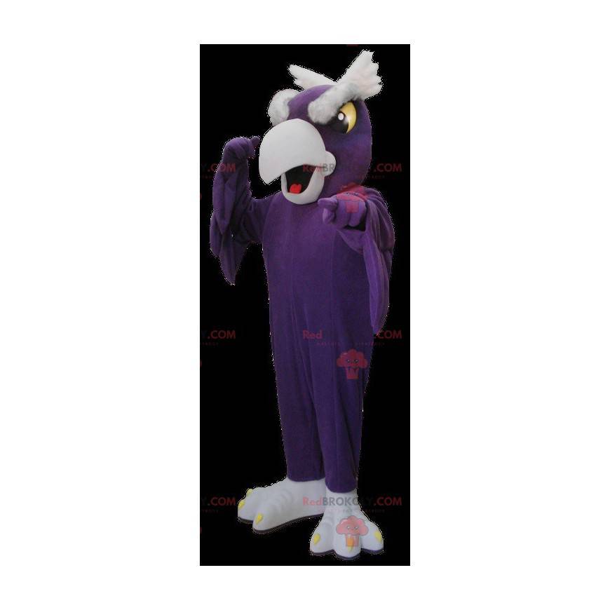 Mascotte d'oiseau de vautour violet et gris - Redbrokoly.com