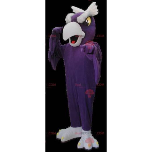 Mascote pássaro abutre roxo e cinza - Redbrokoly.com
