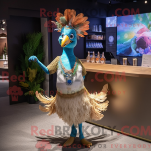 Tan Peacock maskot kostume...
