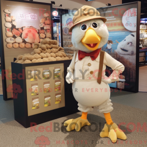 Beige Hens mascot costume...