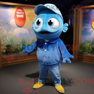 Blå guldfisk maskot kostume...