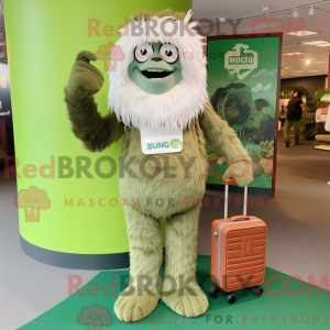 Olive Yeti maskotdraktfigur...