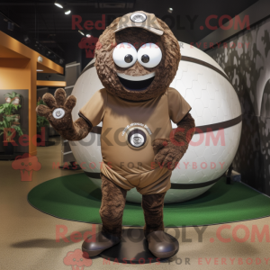 Brun golfbold maskot...