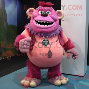Rosa Ogre-maskotdraktfigur...