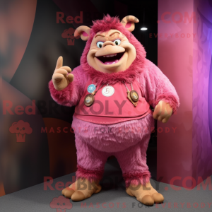 Pink Ogre maskot kostume...